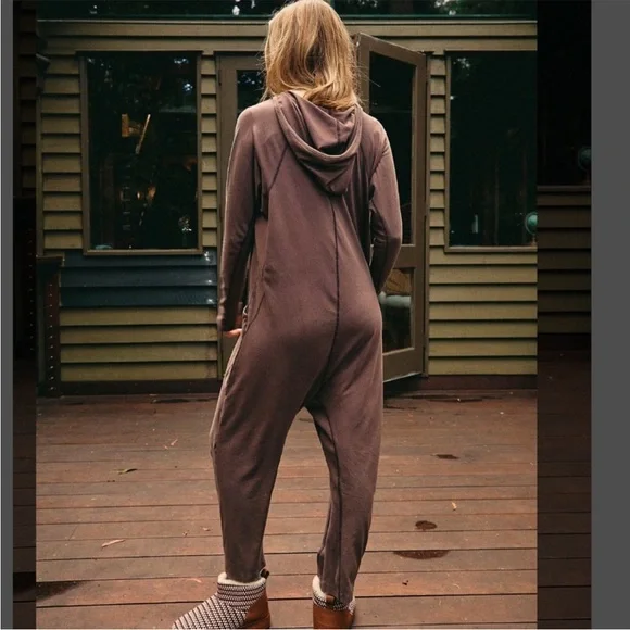 Free People Long Sleeve Onesie With Thumbholes and Hood Size L - Picture 3 of 9
